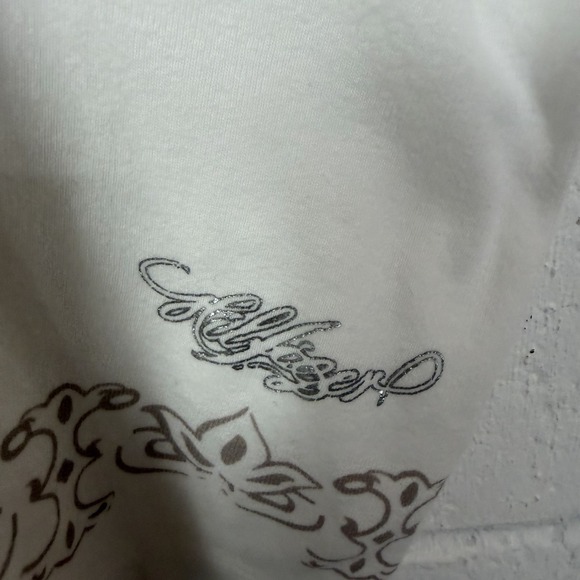 Tommy Hilfiger Womens T-Shirt White Silver Embellished Floral Trim Artsy Size 3X - Picture 6 of 12